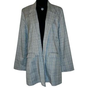VIGOSS NWT Long Sleeve Checked Button Front Longline Blazer M